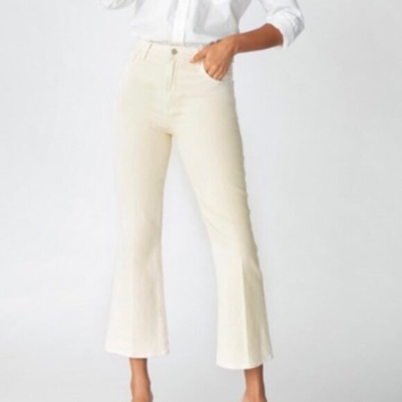 J Brand Julia High Rise Flare Cropped Jeans in Amaya Off White Size 29 - Picture 1 of 2